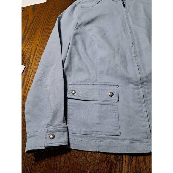 XL Liz Claiborne Long Sleeve Denim Light Blue Jean Jacket Zip with Pockets - Picture 2 of 3